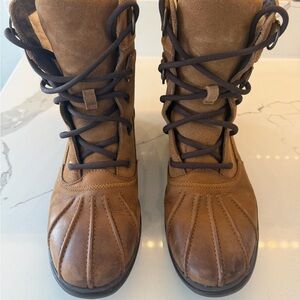 UGG Azaria Waterproof Leather and Suede Boots in Chestnut color.